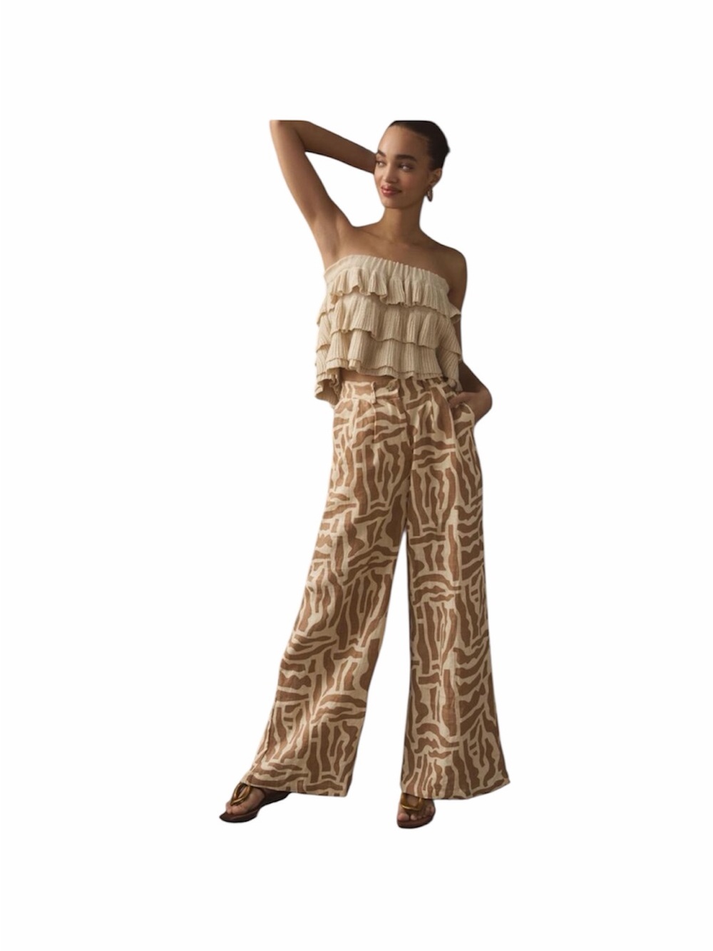 Faithfull The Brand Circa Tulli Print Linen Wide Leg Pants High Rise NWT Size 4